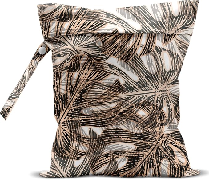 Wet Bag, Wet Dry Bag, Wet Bag for Swimsuit, Travel, Beach, Pool, Diapers, Dirty Yoga Gym Clothes, Makeup Bag, Waterproof Tropical Palm Leaves Decor Jungle Palm Leaf Favors, 12.6â x 10.2â