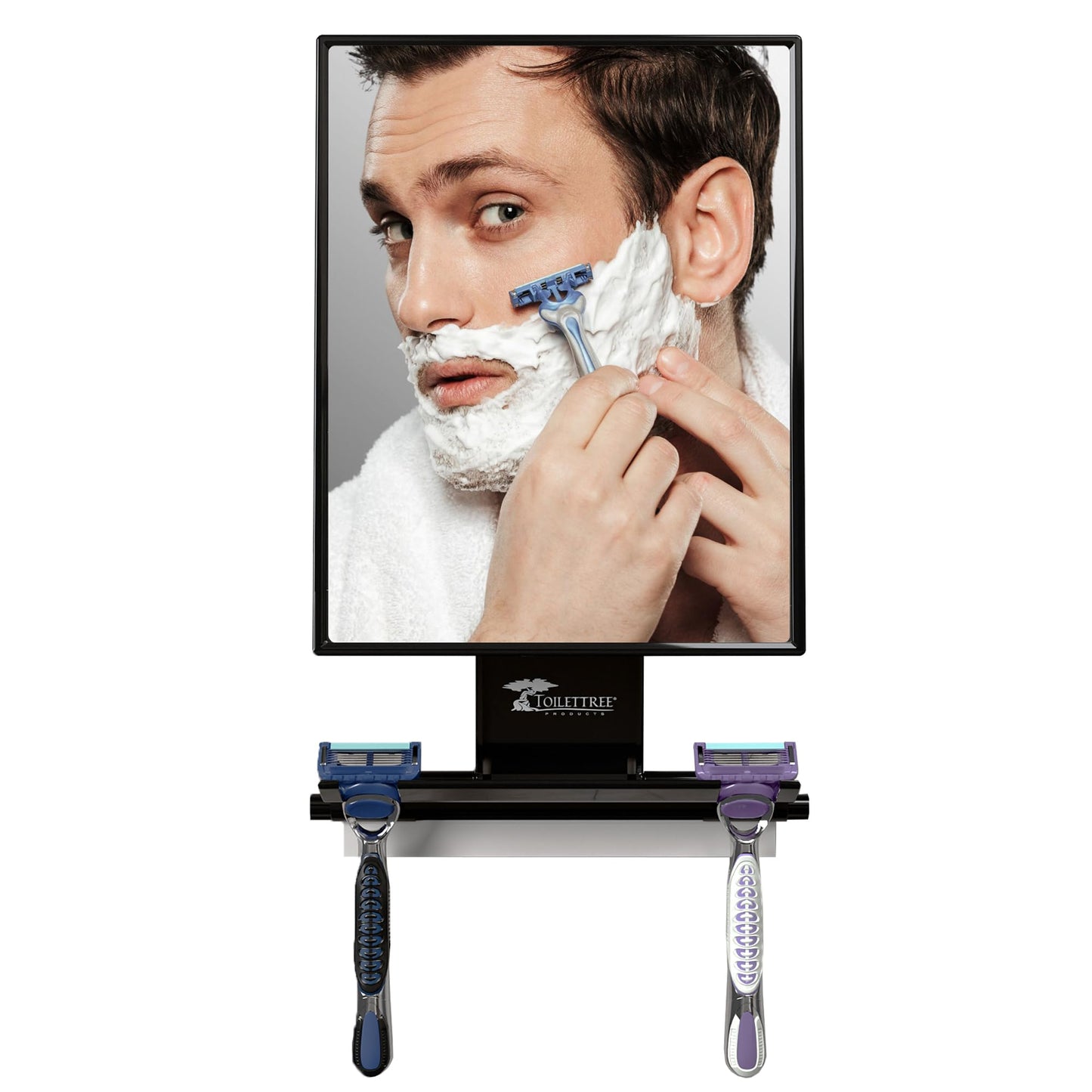 ToiletTree Products Fogless Shower Mirror - Anti-Fog Mirror - Adjustable Shaving Mirror with a Squeegee - Rust-Proof, Impact-Resistance Bathroom Shower Mirror - Tall