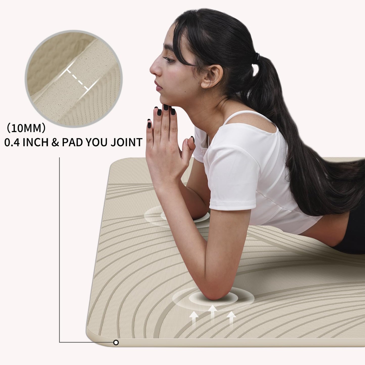 PAIDU Large Yoga Mat-72’x36’x0.4’ Extra Width ＆ Thick,Comfortable,Non-Slip Exercise Mat-Works Great on All Floor for Stretching,Yoga Studio,Gym or Home Workouts (Beige)