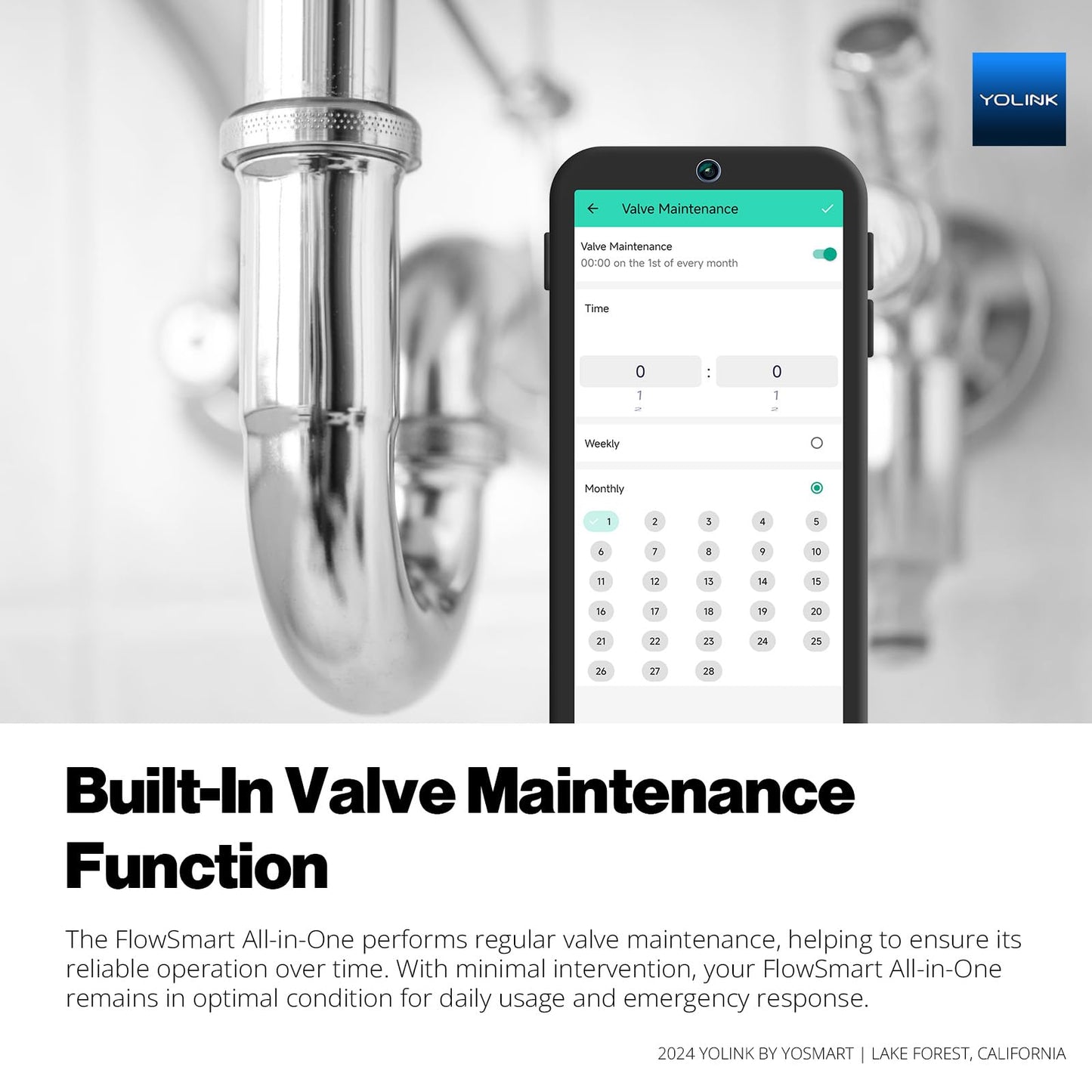 NSF Certified YoLink FlowSmart All-in-One Smart Water Meter & Auto Shutoff for 1" Pipes, LoRa Long-Range, Real-Time Leak Detection, 10-Year Battery, 80+ Device Ecosystem, Hub Included – YS5018