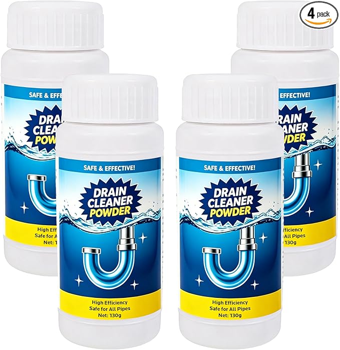 Sink and Drain Cleaner Powder: All-Purpose Pipe Opener for Kitchen Bathroom Pipes and Floor Drains â Reliable Drain Clog Remover for Home Plumbing Maintenanceï¼4 packï¼