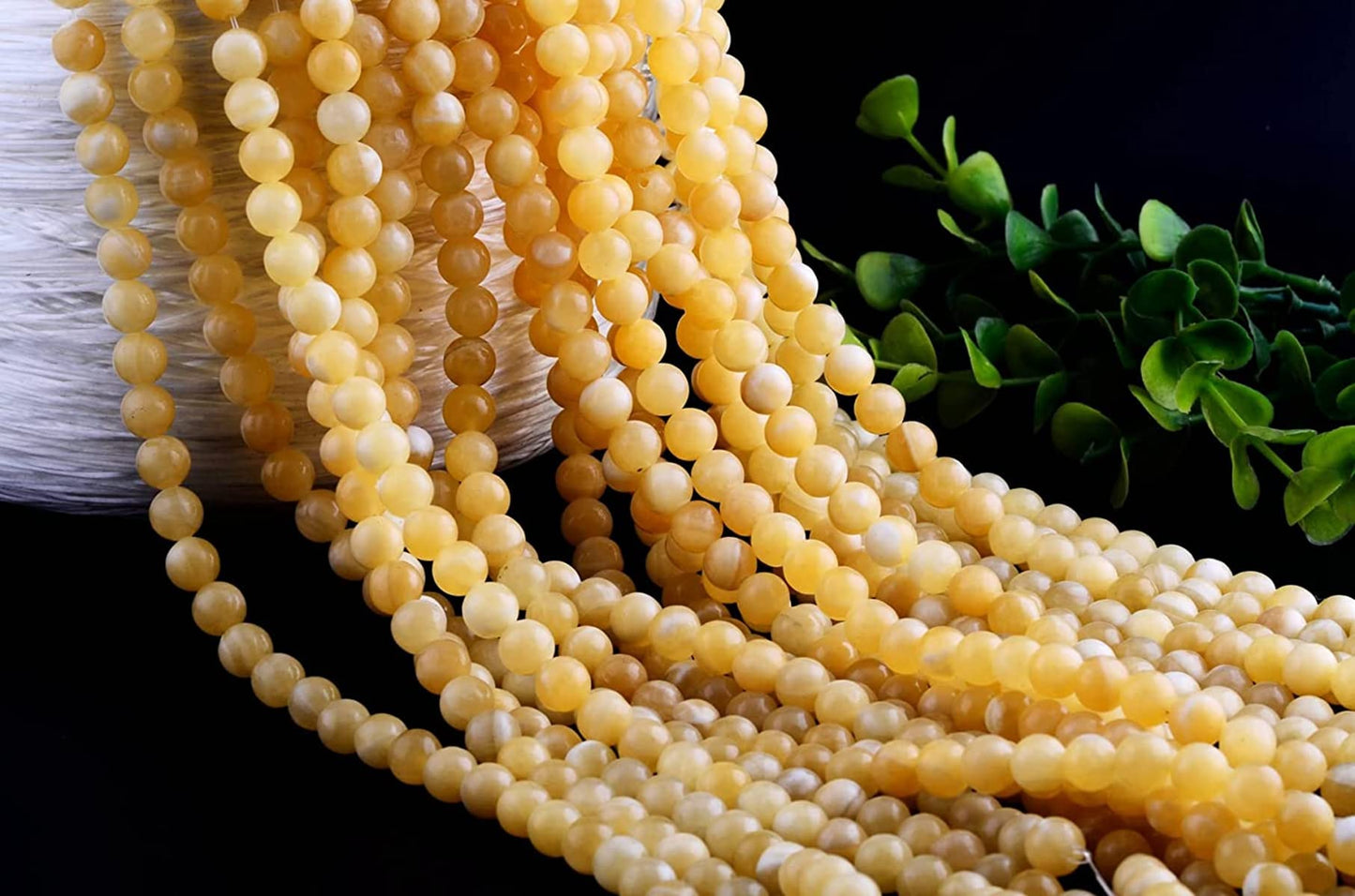 Natural Stone Beads Yellow Jade 100pcs 10mm Round Genuine Real Stone Beading Loose Gemstone Hole Size 1mm DIY Smooth Beads for Bracelet Necklace Earrings Jewelry Making (Yellow Jade, 10mm)