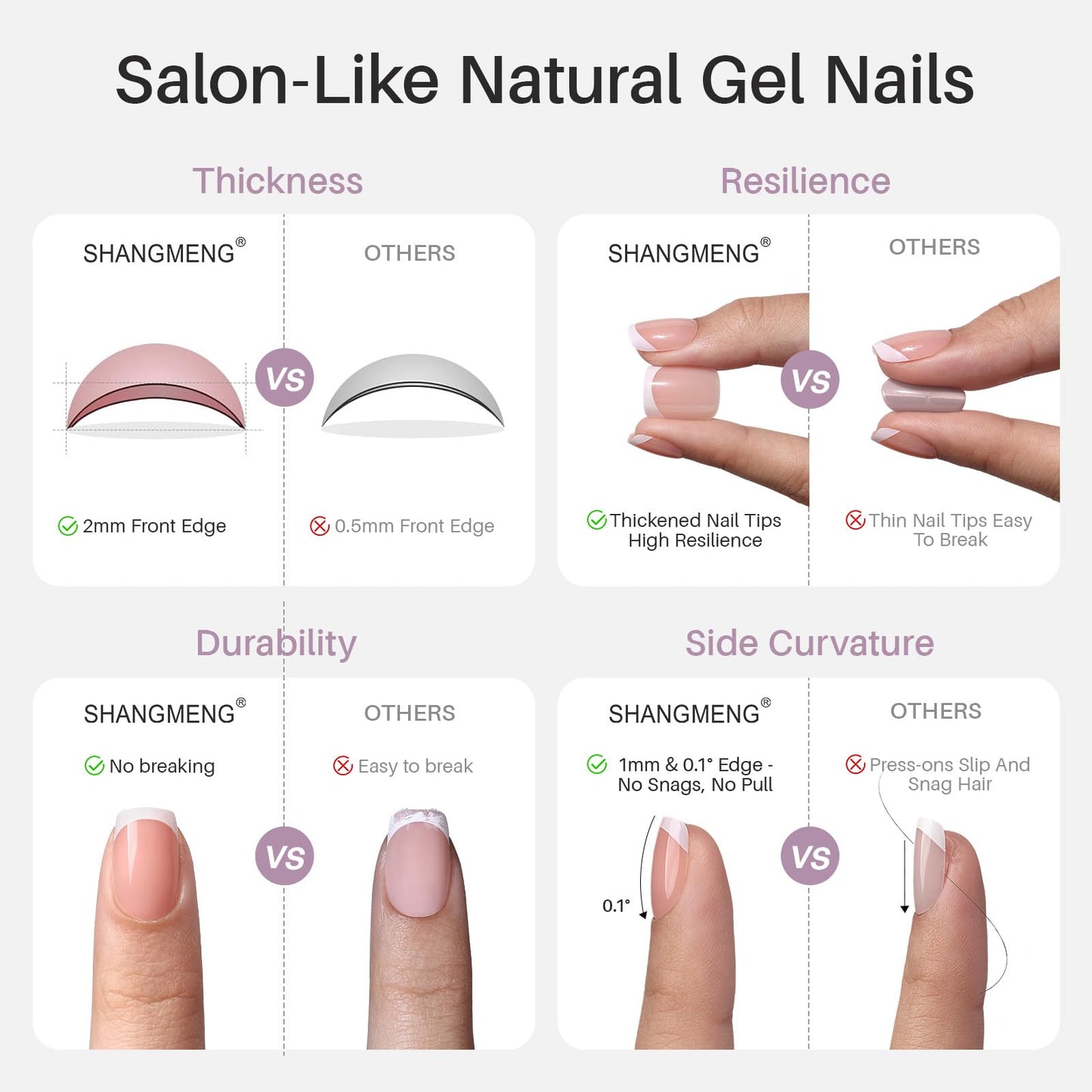 Chrome Cat Eye Press on Nails Short - SHANGMENG Soft Gel Winter Silvery White Nails Square for Women, Glossy Glue on Nails in 16 Sizes - 32 Reusable Fake Nails Kit with Glue, Moonlight