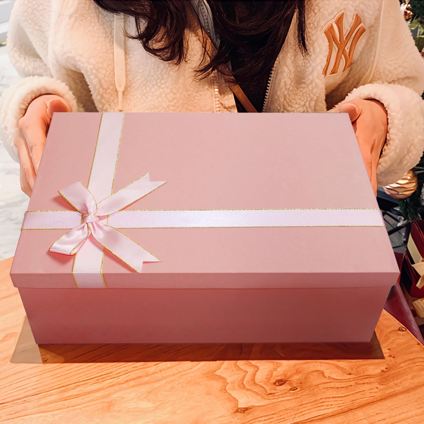Pink Gift Box, 13"x10"x5" Large Gift Boxes, 2 Pack Foldable Gift Boxes with Lids for Presents, Versatile Empty Gift Box for Birthday, Anniversaries, Weddings, Any Occasion