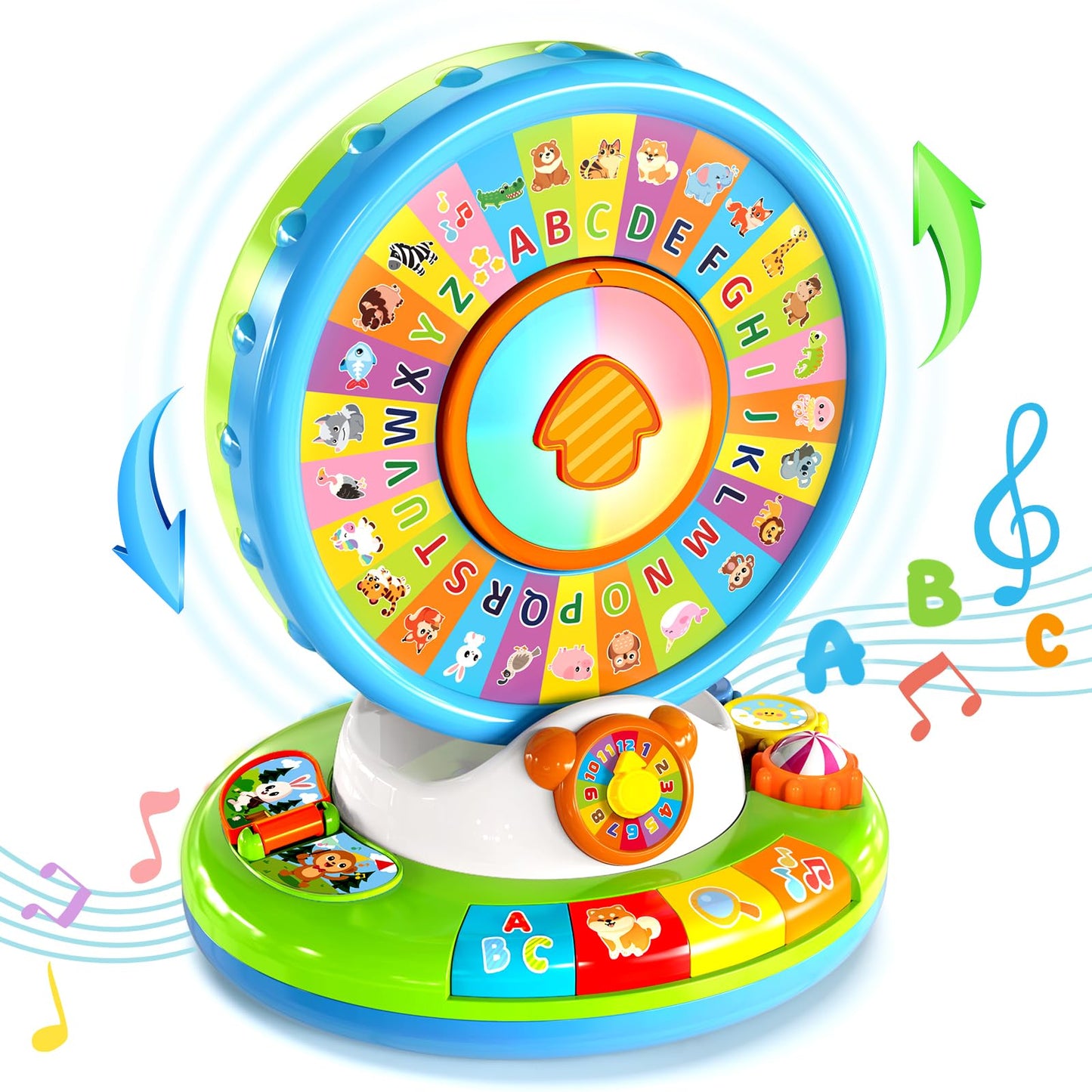 Learning Toy for Kids 1 2 3 Year Old Boys Girls, Spin and Sing Alphabet Zoo with Sounds, Interactive Educational Toys for Toddler 2-3, First Christmas 1st Birthday Gifts Toy