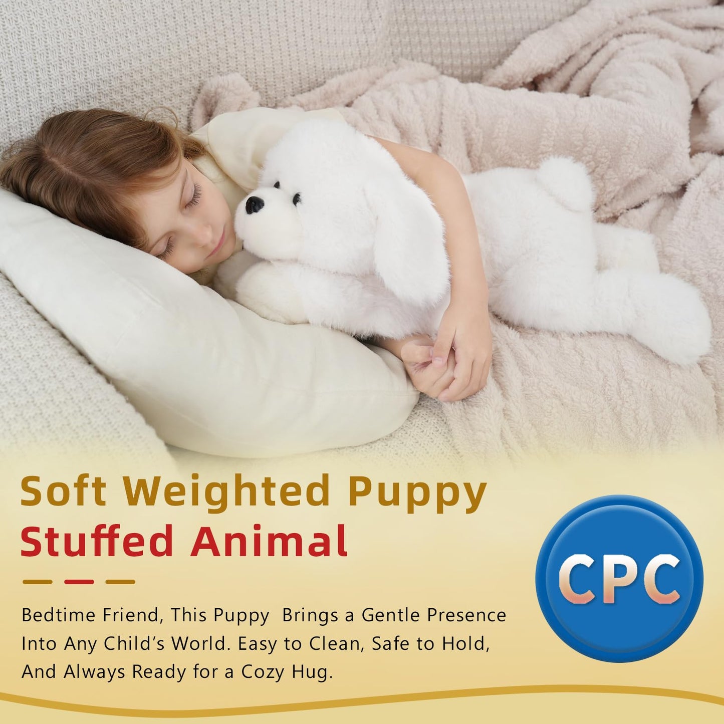 YGZE Weighted Dog Stuffed Animal Realistic Weighted Puppy Plush – 24 Inch, 4 lbs Lifelike Plush Dog Laying Stuffed Animal Gift for Kids & Adults