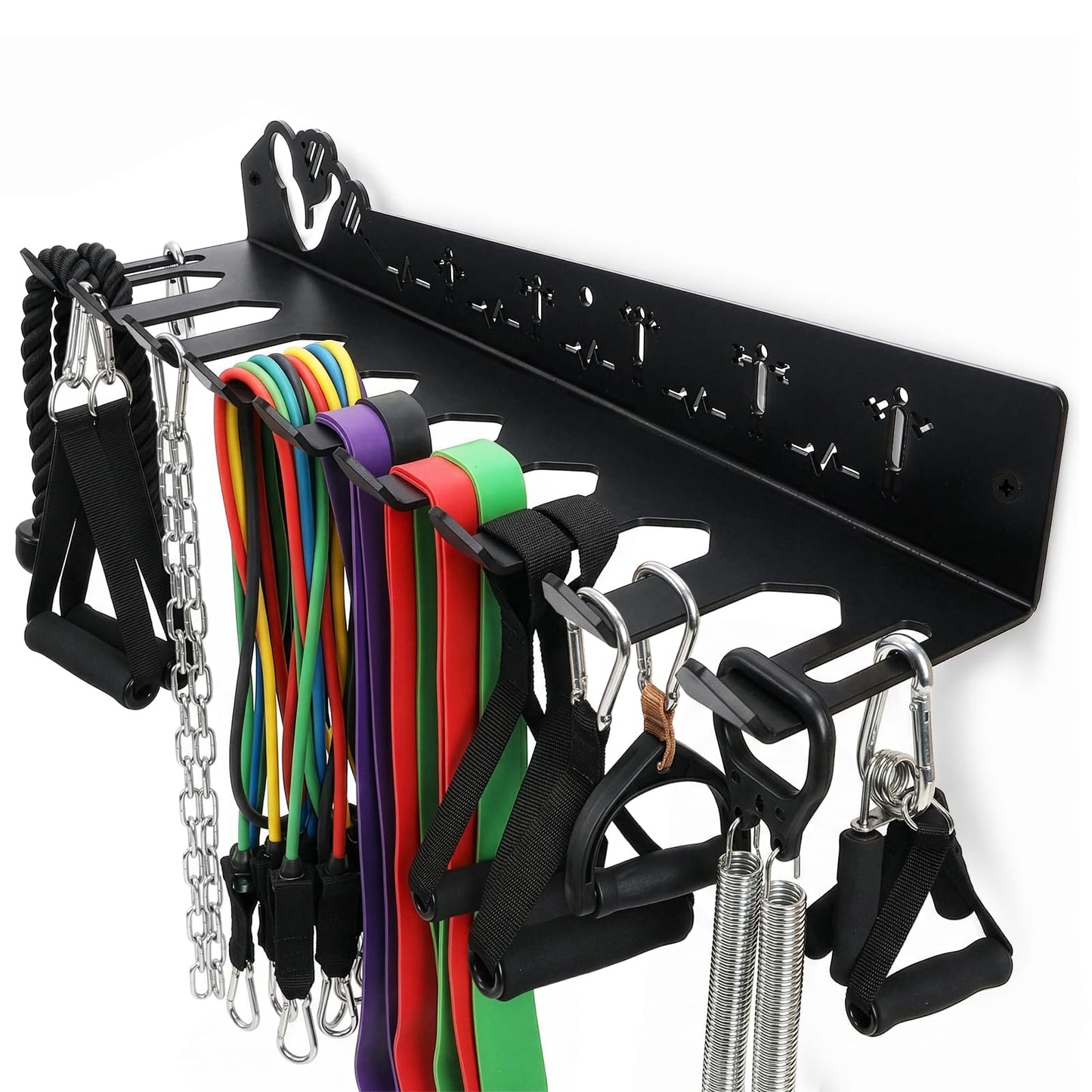 DEAYOU Home Gym Storage Rack Wall Mount, 9 Hook Gym Accessories Organization, Multi-Purpose Gym Equipment Hanger for Barbells, Resistance Bands, Jump Ropes, Lifting Belt, Row Handles, 16.5""