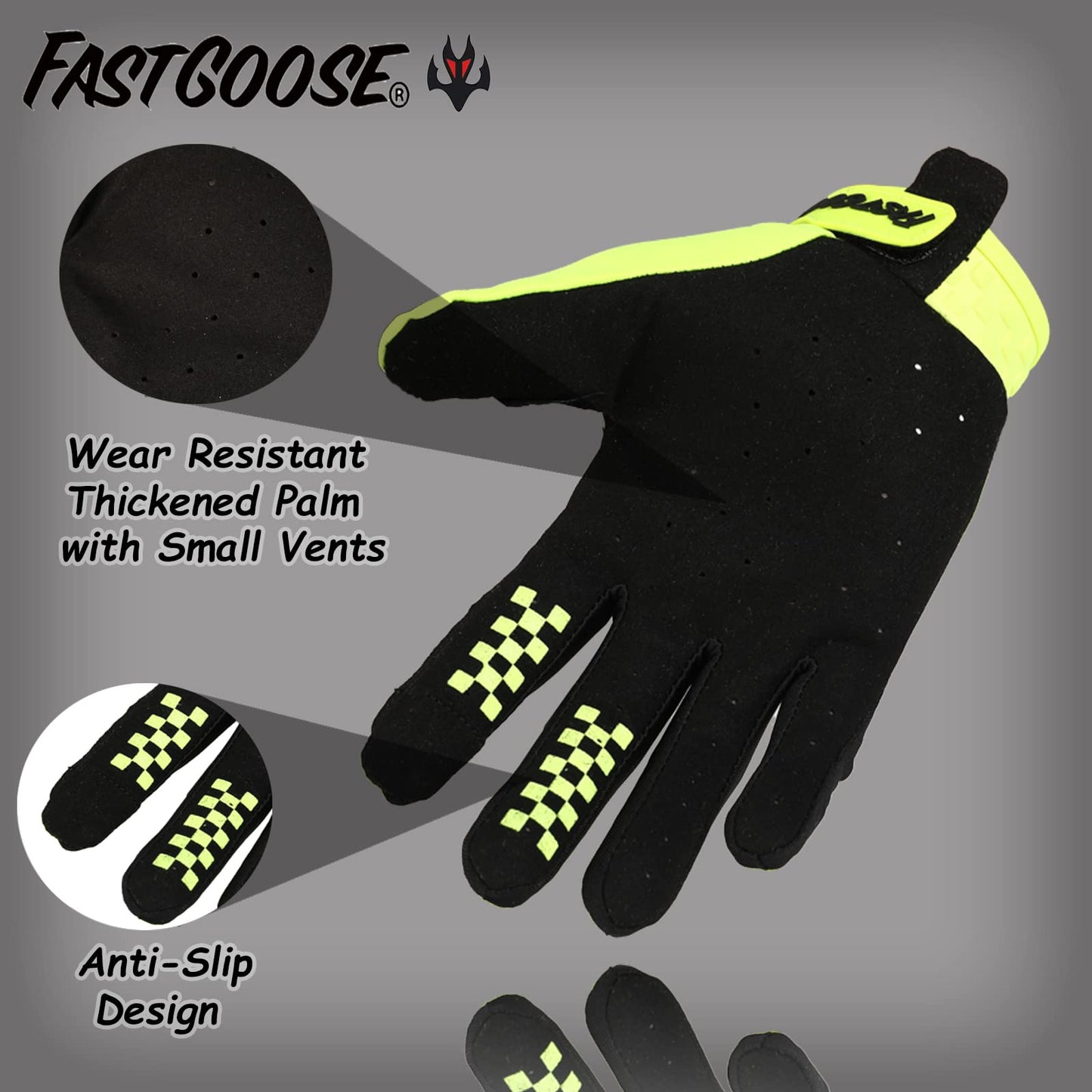 FASTGOOSE Dirt Bike Motorcycle Gloves - Motocross, Motorbike & ATV Off Road Racing Sports Cycling Glove