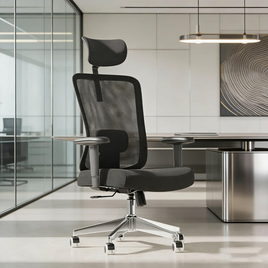 Monhey Ergonomic Office Chair, 90°-125° Tilt Back Home Desk Chair with 360° Swivel & Mute Wheels, High Back Mesh Computer Chair for Adults with Lumbar Support, 330 LBS Capacity (08All Black)