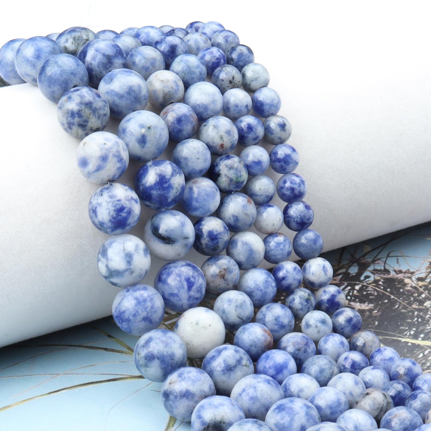 Siomia 45pcs 8mm Natural New Blue Sodalite Gemstone Beads Energy Healing Crystal Round Loose Stone Beads for Jewelry Making, DIY Bracelets Necklaces