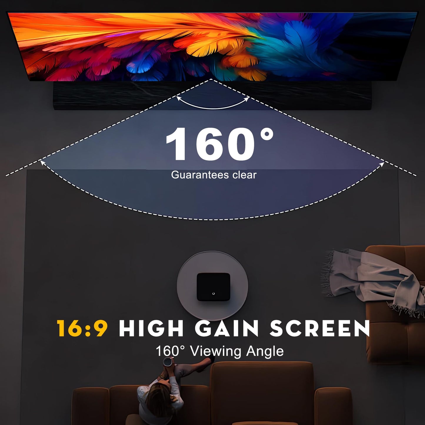 Aerixtron 3D Air Mesh Projector Screen 16.4ft, 4K 16:9 Portable Projector Movies Screen, Professional Golf Simulator Impact Screens for Home Theater Outdoor Indoor, Camping, Backyard, Golf Training