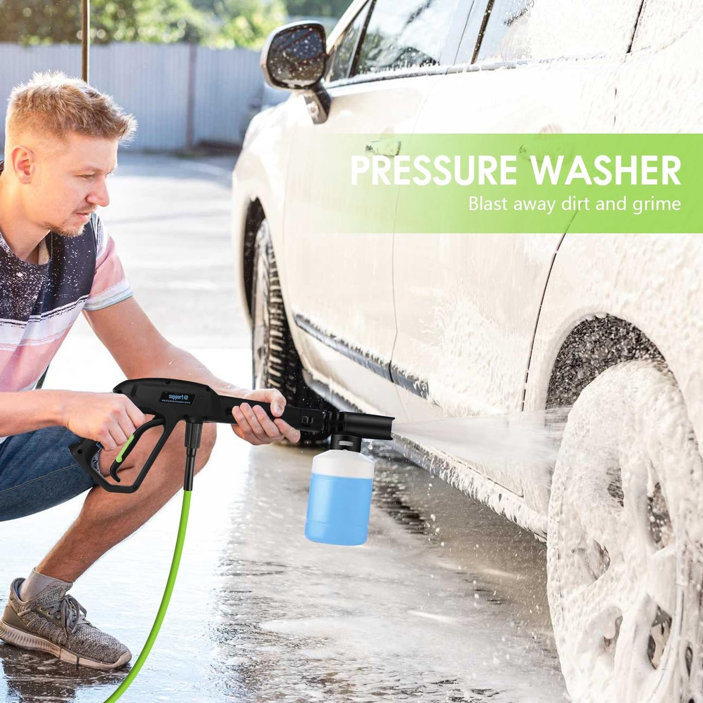 Imdot Pressure Washer 5000 PSI,2.8 GPM Power Washer with Foam Cannon,Portable Cleaner with 33ft Hose Reel,4 Nozzle Tips,and Soap Bottle for Cars/Home/Driveways/Patios/Decks/Fences(Dark Green)