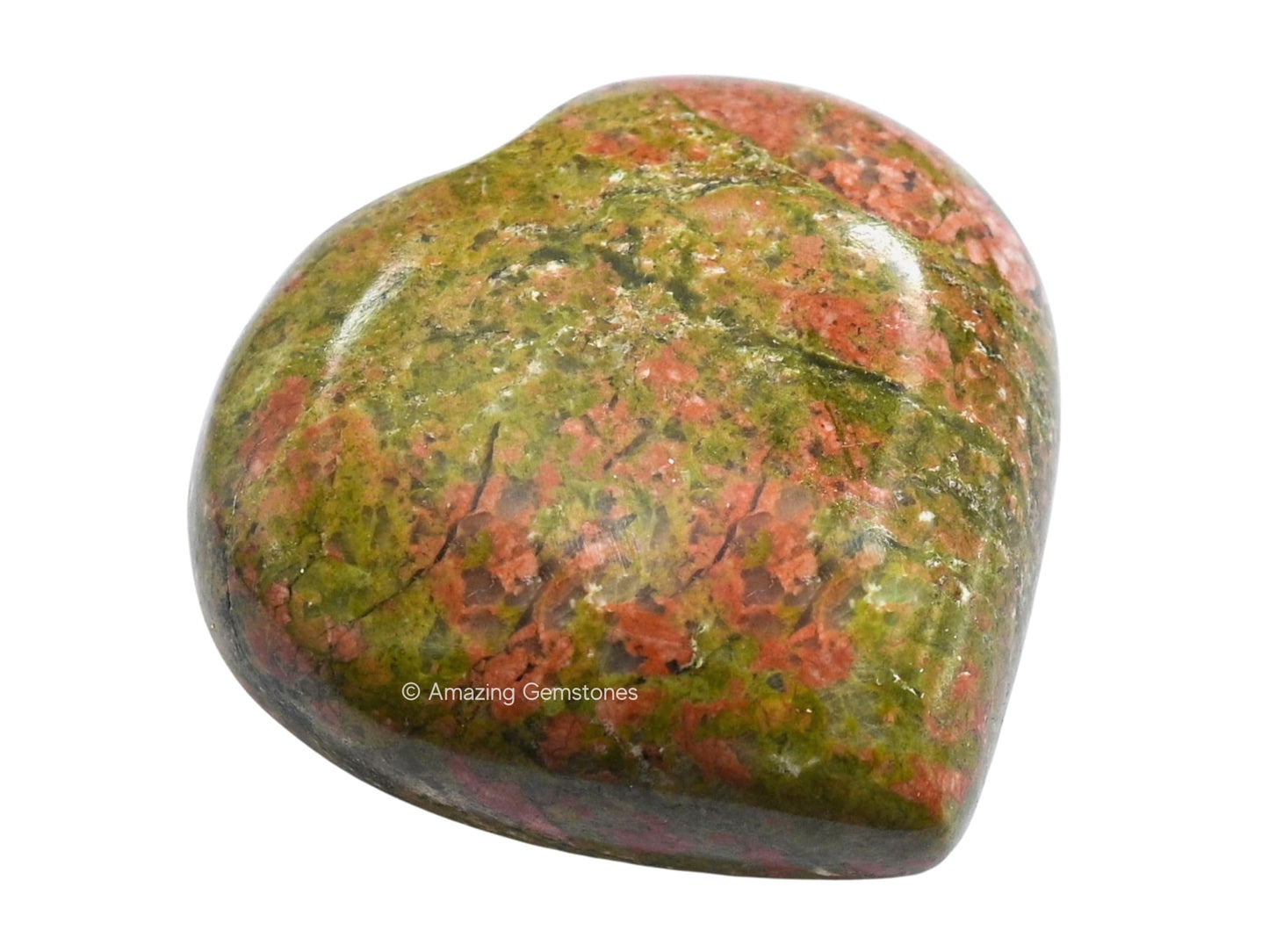 Amazing Gemstone Unakite Crystal Heart Palm Stone - Pocket Massage Worry Stone for Natural Body Chakra Balancing, Reiki Healing and Crystal Grid