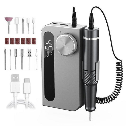 Pinkiou Electric Nail Drill Professional,45000 RPM Cordless Nail Drill,Rechargeable Nail File Filer for Acrylic Nails Gel Polishing,Portable Nail File with 11 Bits,Manicure Tool for Home Salon Use