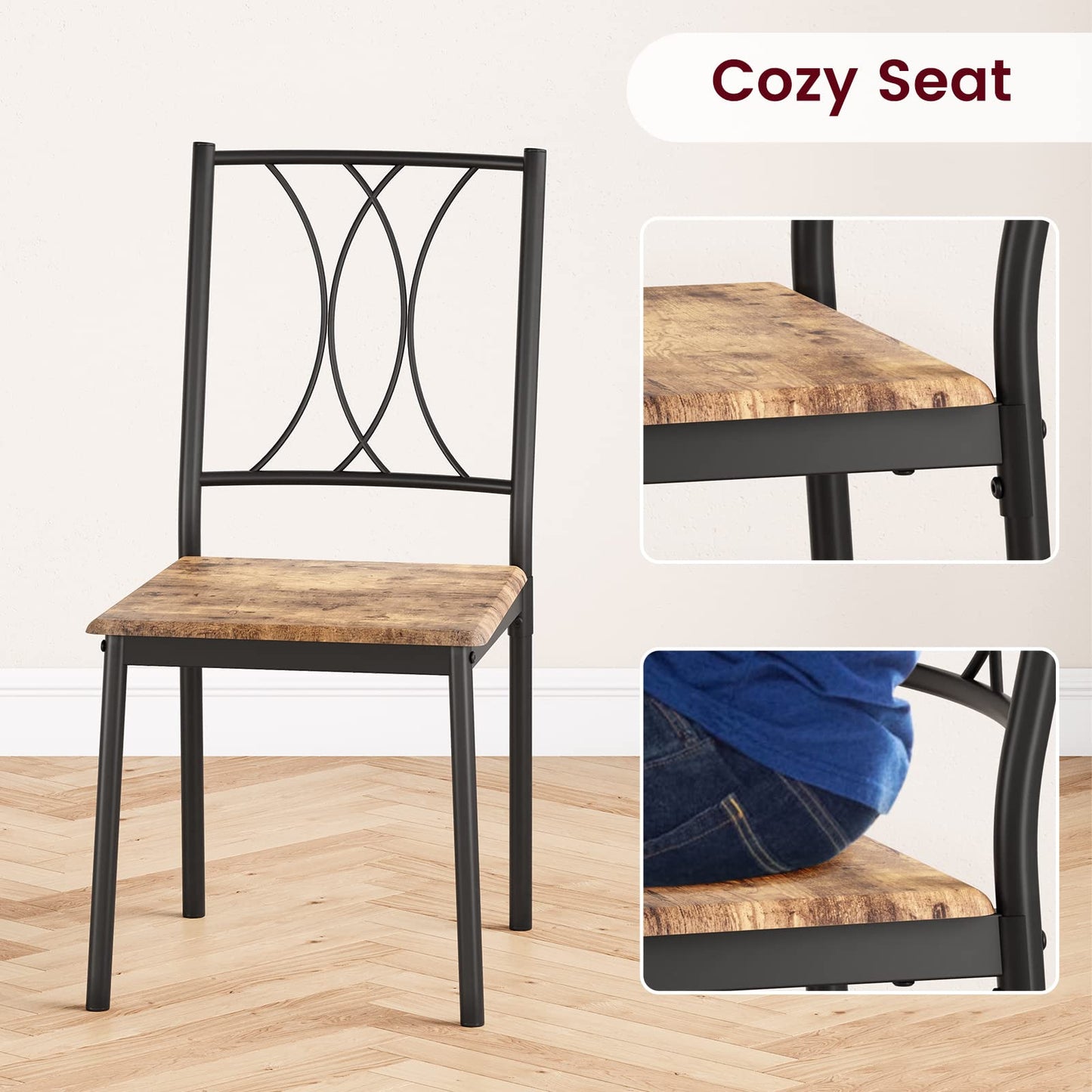 CABIHOME Dining Table Set for 4, Kitchen Table Set with 4 Chairs, Rectangular Dining Table Set for 4, Kitchen Table Set for Apartment, Small Space, Dining Room, Retro Brown
