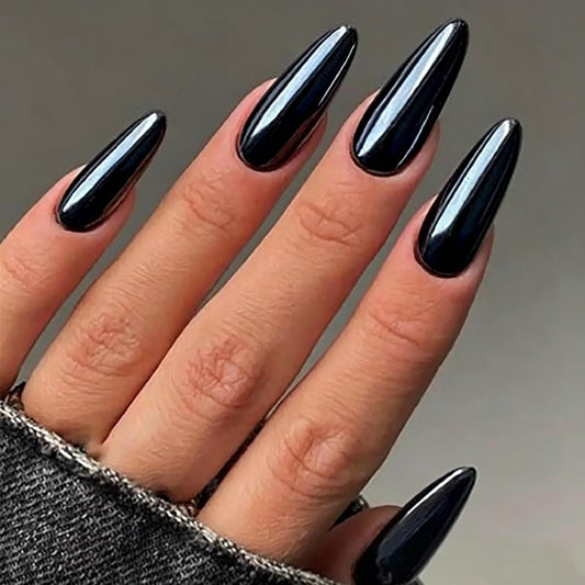 C.Z.Z.T.T.NAILS 24 pcs Press On Nails - Fake nails with Jelly Glue for WomenOpaque Soft Gel Glue On Nails in Magic Mirror Almond Press Decks