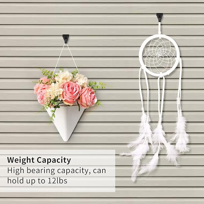 Biaungdo 24 Pcs Heavy Duty Stainless Steel Black Vinyl Siding Hooks, No Hole Needed Low Profile Siding Clips for Hanging Wreath, Outdoor Christmas Decorations