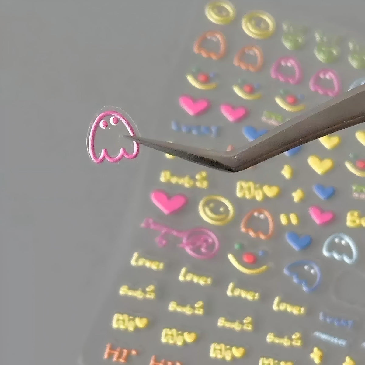 Dedyel Cute Face Nail Stickers 5D Embossed Simple Graffiti Self-Adhesive Stickers for Nail Art Decoration for Men Women Couples