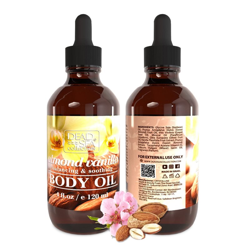 Dead Sea Collection Body Oil with Hemp & Coconut Lime - Dry Skin Moisturizer and Hydrating Massage Oil - Increase Skin Elasticity and Provide Anti-Aging Support for Face and Body (4 fl.oz)