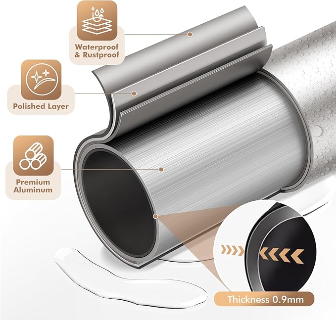 Curved Shower Curtain Rod for Bathroom, 40-72 Inches Adjustable Curved Shower Rod, 0.9MM Rustproof Shower Curtain Rod with Rotating Brackets for Extra Shower Space, Need To Drill, Brush Nickel