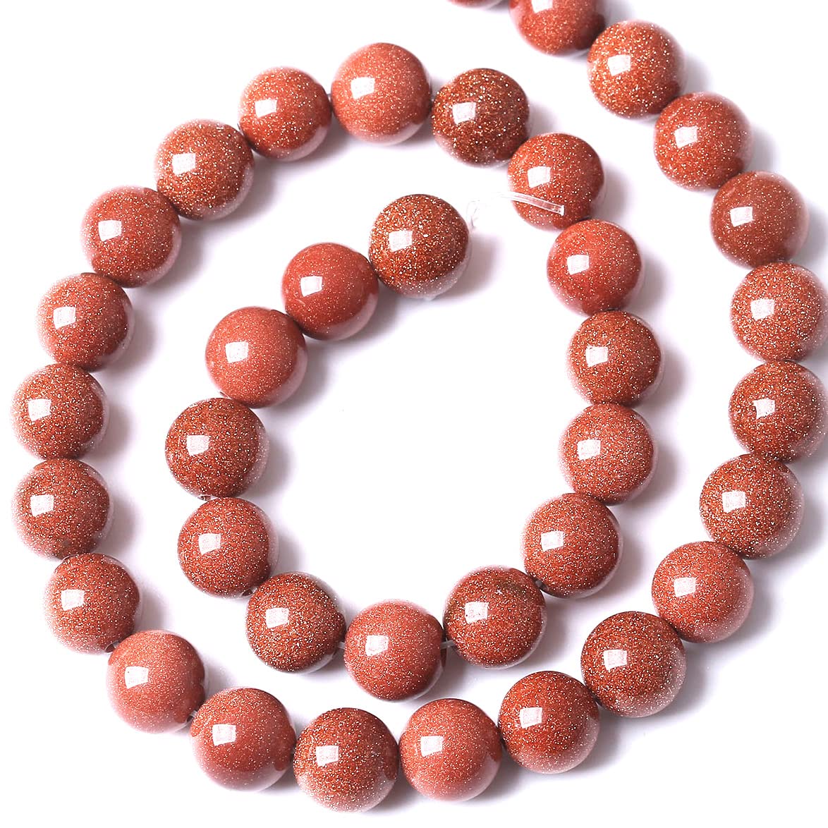 45PCS 8MM Natural Gold Sand Stone Beads Energy Healing Beads for DIY Jewelry Bracelet Necklace Making for Jewelry Making15Inch