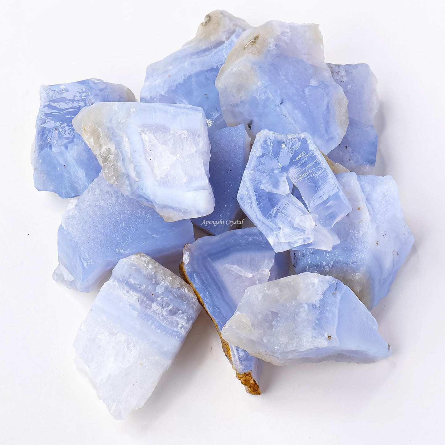 Apengshi Blue Lace Agate Stone Raw Crystals 2PCS Natural Rough Rocks Healing Crystal and Stones DIY Raw Stones Meditation Fountain Garden Home Decor