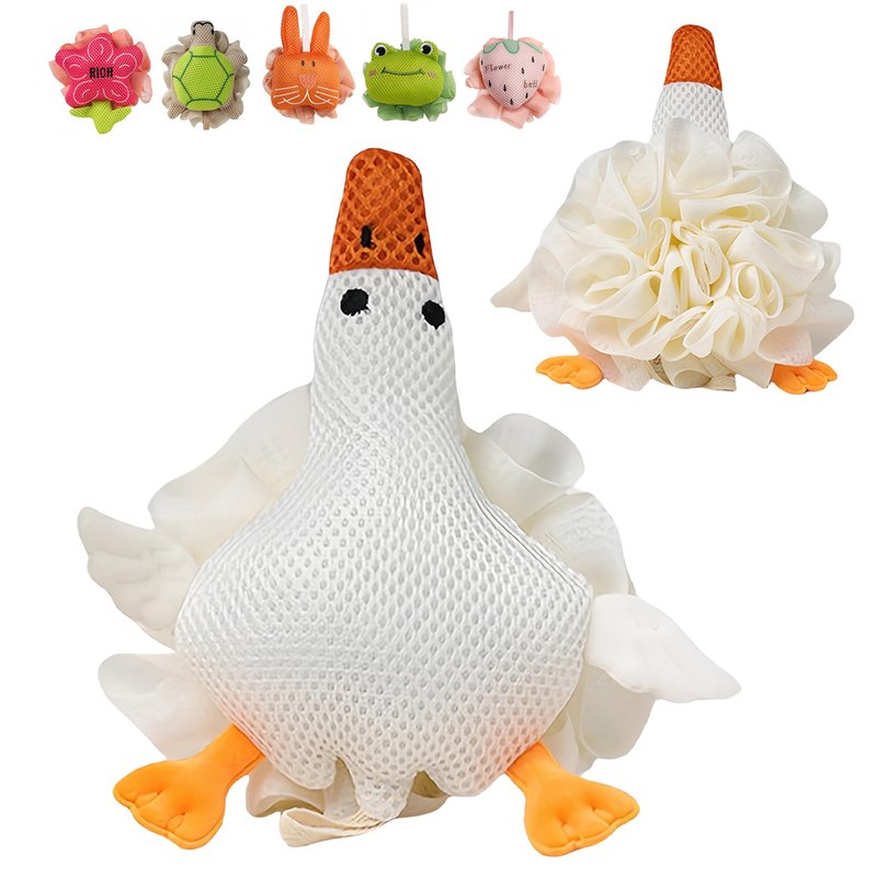 Kids Loofah, Cute Cartoon Animal Kids Bath Sponge with Hanging Rope, Soft Double Mesh for Rich Lather