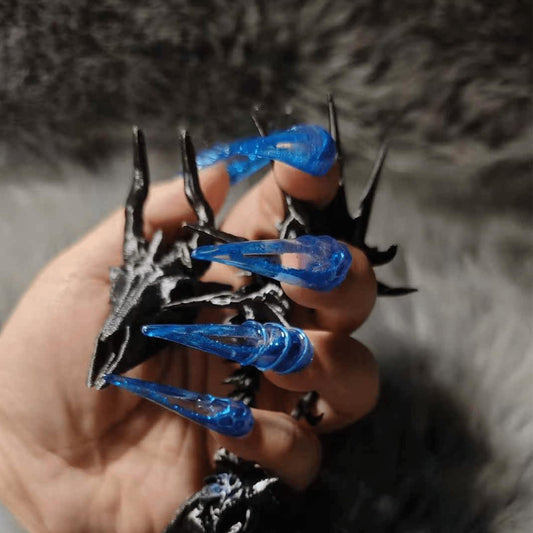 Handmade False Nails Short Press on Nails with Gothic 3D Art Victorian Elegant Daily Size M