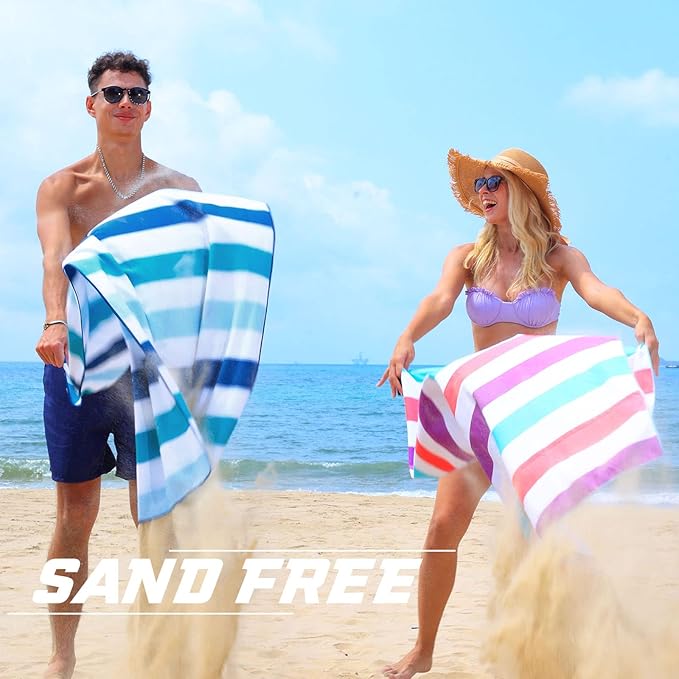 Exclusivo Mezcla 6 Pack Microfiber Quick Dry Beach Towels, Large Lightweight Sandfree Pool Towels for Swimming Camping Travel with Bag (Multi, 30x60 Inches)