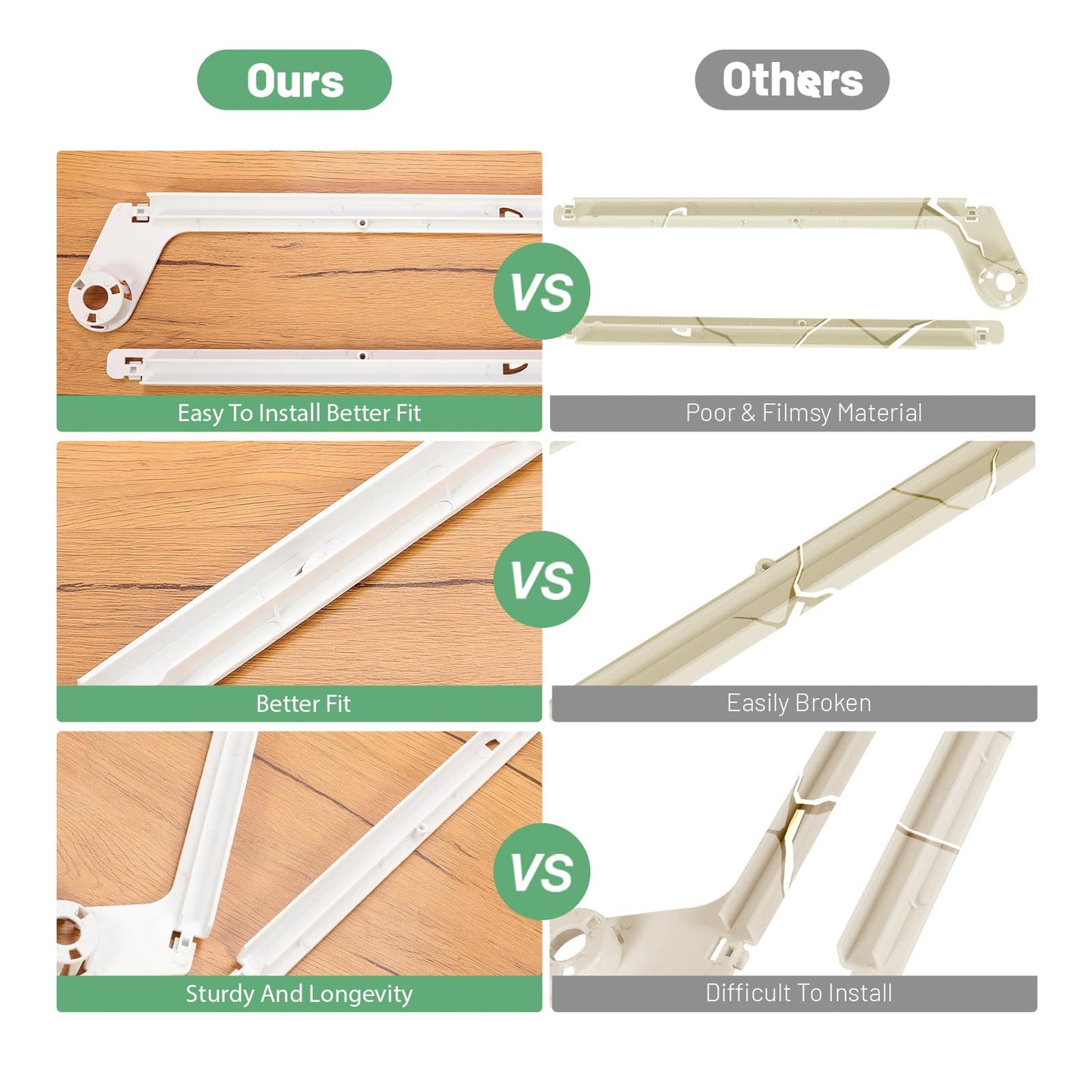 HECASA 240349701 240356501 Refrigerator Slide Rail Compatible with Frigidaire Kenmore Refrigerator Side-By-Side Refrigerator Slide Rail White Meat Pan Hanger