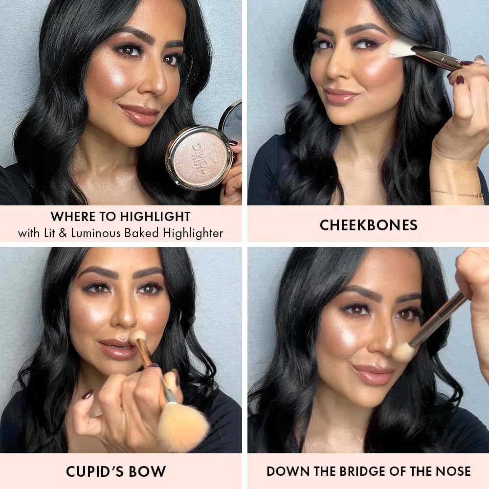 ICONIC LONDON Lit and Luminous Baked Highlighter | Pressed Powder Highlighter for a Radiant Glow, Cruelty-Free, Vegan Makeup, 0.56 oz