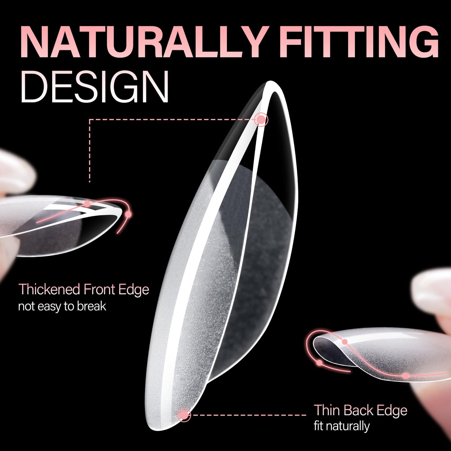 AILLSA Short Almond Nail Tips - Thickened Pre-shaped False Nail Tips Short Almond Shaped Half Matte Nails Tips, Fake Nails Extension 240pcs 15 Sizes with Storage Box