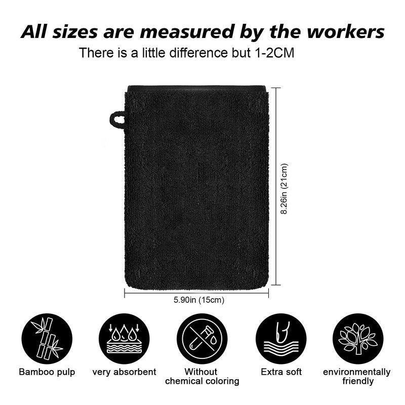 PHOGARY 10 Pack Microfiber Body Wash Mitts, Soft Face Mitten, Bath Spa Cloth, Reusable Makeup Remover Mitt Gloves, European Style Wash Cloth,6×8inch, Black and Grey
