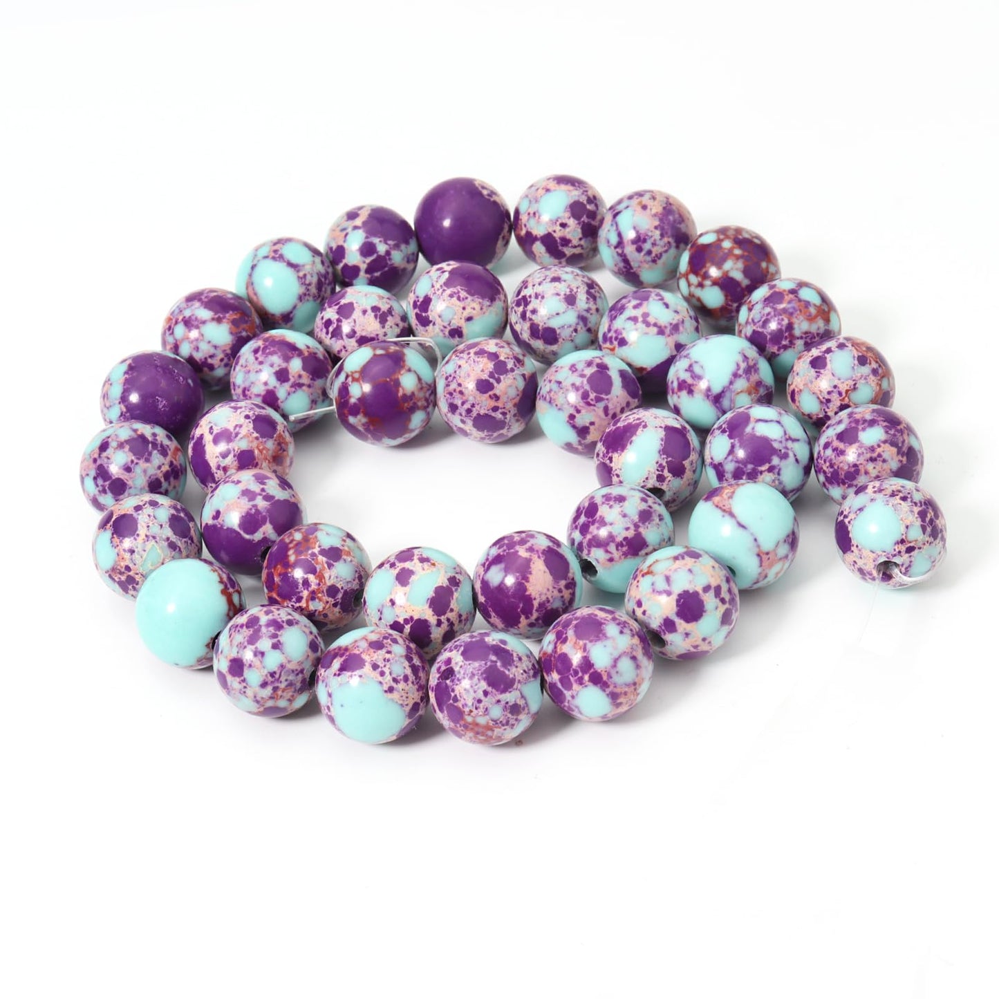Siomia 45pcs 8mm Natural Purple Sea Sediment Jasper Gemstone Beads Energy Healing Crystal Round Loose Stone Beads for Jewelry Making, DIY Bracelets Necklaces