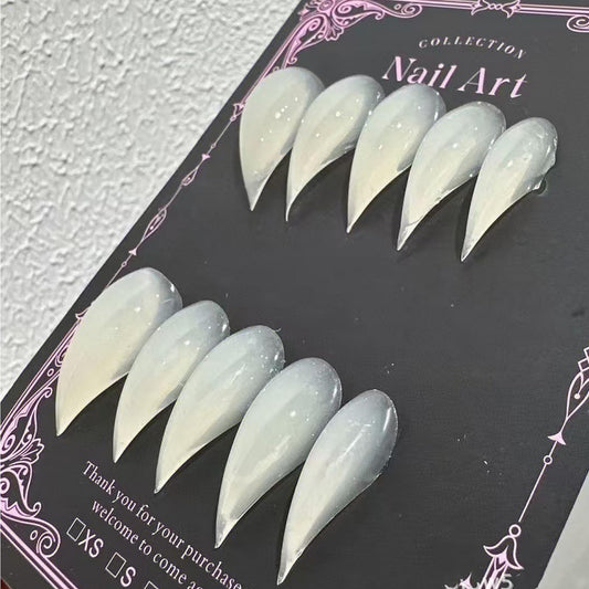 Luxury Press on Nails Medium Curved Stiletto Handmade Eagle Claw Unique Reusable ABS Material Fake Nails Dragon Claw False Nails with Designs Cat Claw Glossy Glue on Nail Thick Acrylic Nail(S)
