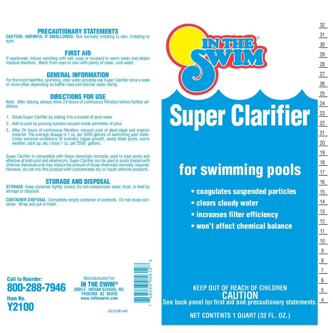 In The Swim Super Clarifier – Fast-Acting, Highly Concentrated Pool Water Clarifier for Crystal Clear Water & Improved Filter Efficiency – for Sand & Cartridge Filters - 1 Gallon