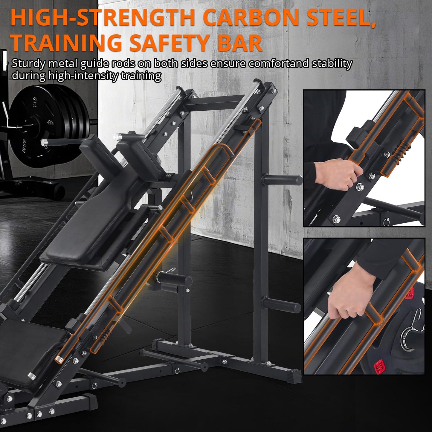 Leg Press Hack Squat Machine, Adjustable Leg Press Machine for Home Gym with Linear Bearing, Specialty Hack Squat Machine for Full Lower Body Workout with Weight Storage Posts