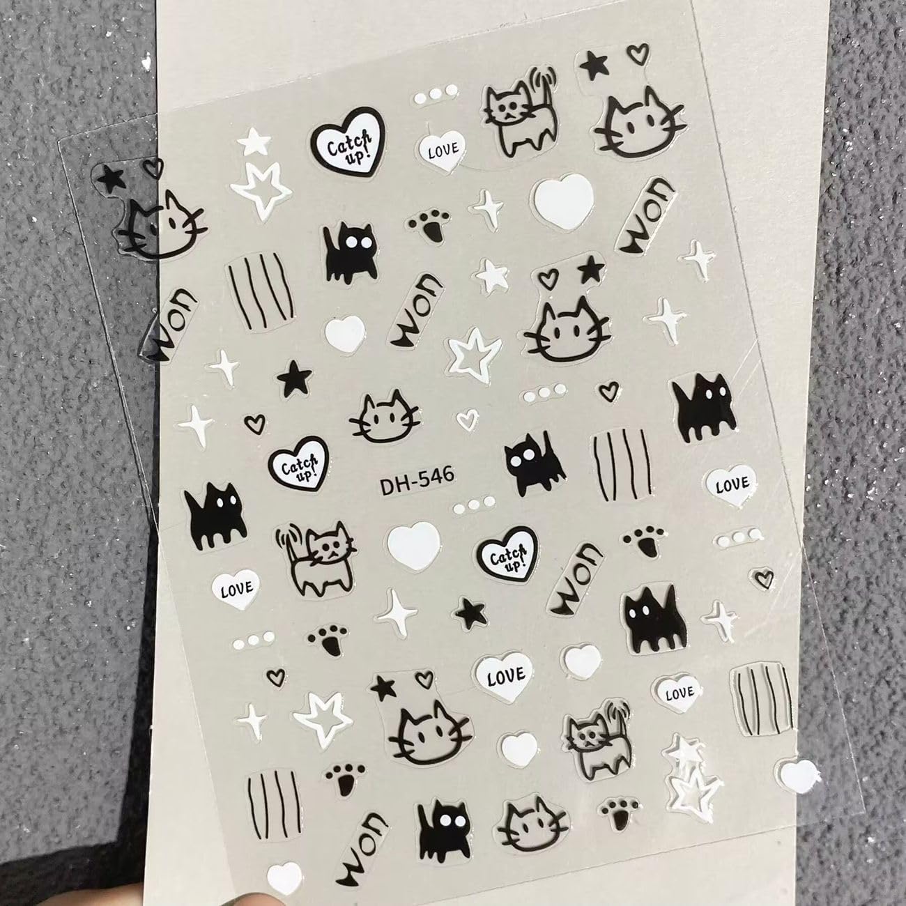 SIMAYKUWA Cute Nail Art Stickers with Cats and Bunnies - Kawaii Doodle Design Nail Stickers for DIY Nails, Waterproof Long Lasting Nail Decals for Women Girls.Set of 4 Sheets