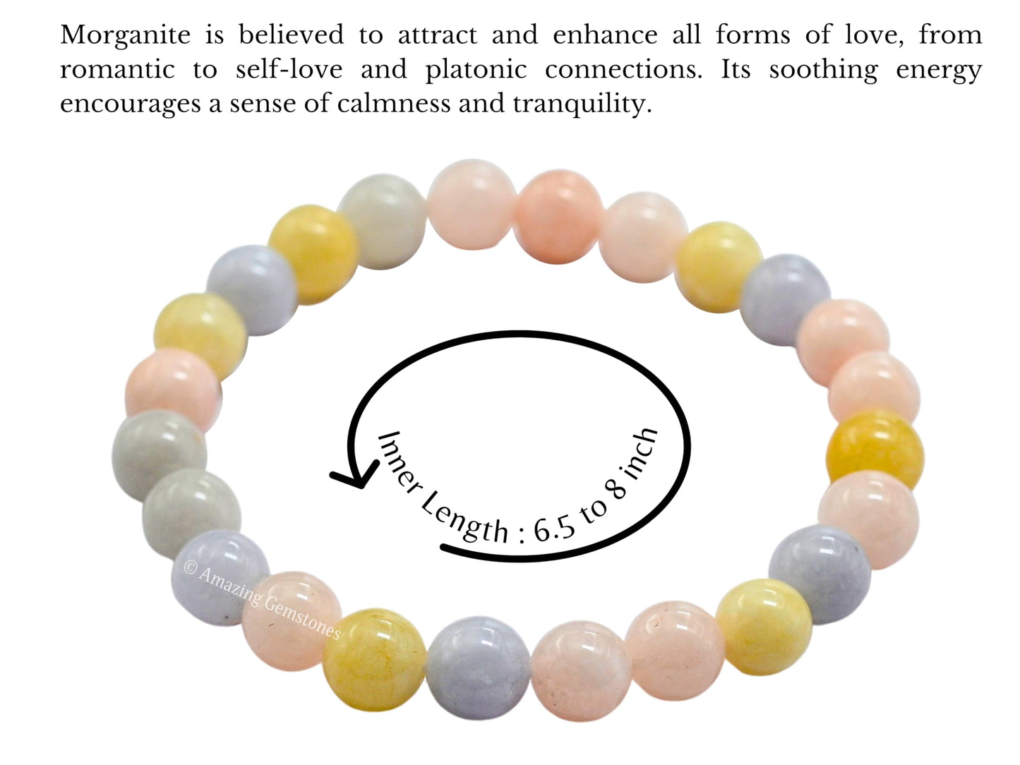 Amazing Gemstone Crystal Bracelet for Women Men's Gifts - Protection Healing Crystal Bracelet - 8mm Gemstone Beaded Stretchable Bracelet Pulseras Para Hombres Mujer Stocking Stuffers Mothers Day Gift (Morganite)