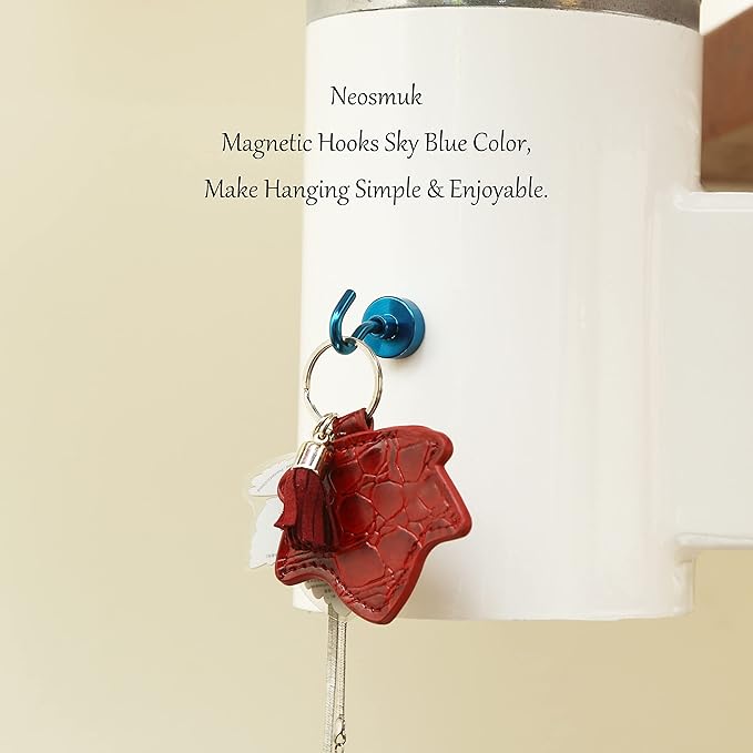 Neosmuk Magnetic Hooks, Heavy Duty 30lb+ Strong Magnet Hook for Cruise Cabins, Cruise Ship Essentials for Hanging, Metal Wall Refrigerator Hangers (RoyalBlue, 12 Pack)