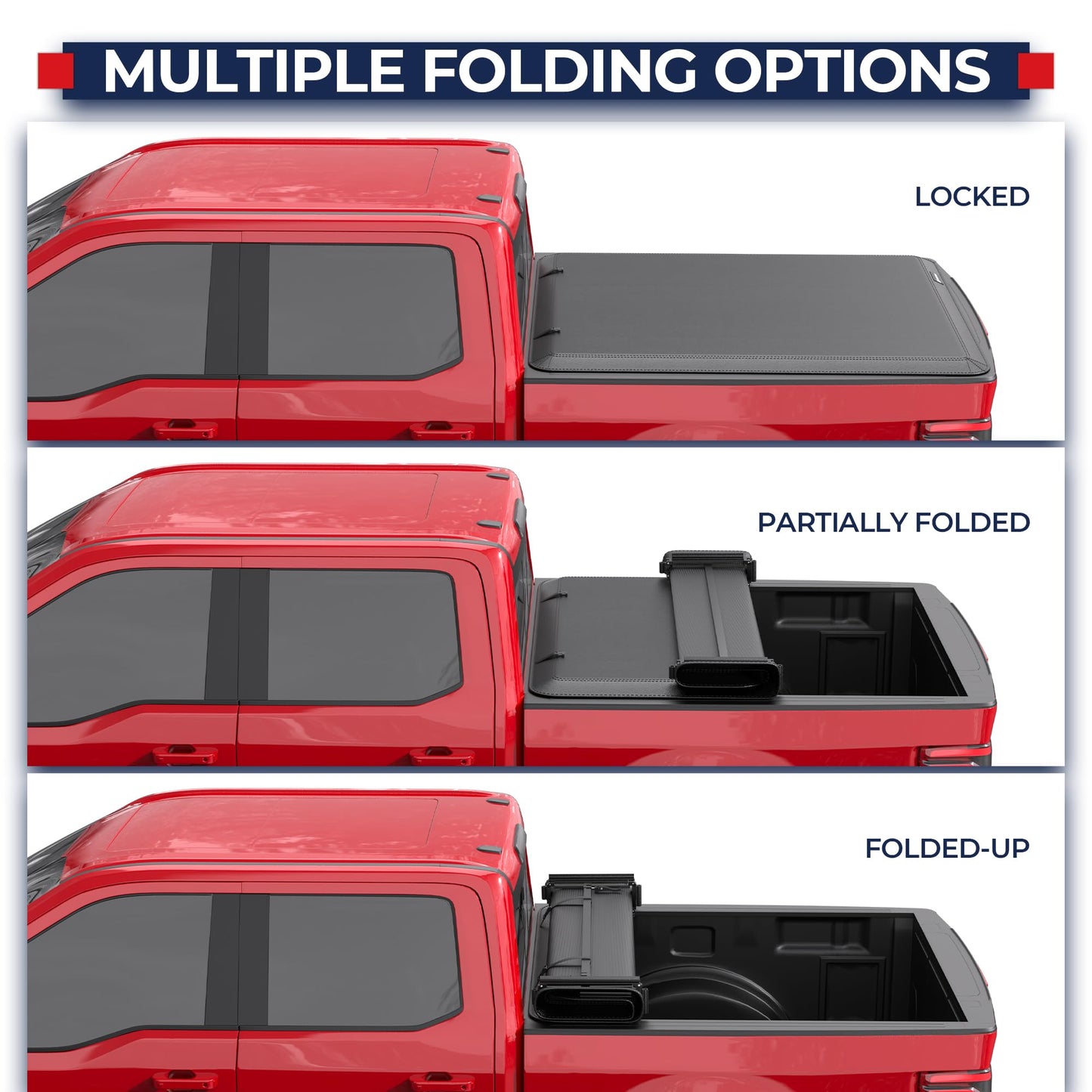 MOSTPLUS 5.5FT Quad Fold Soft Truck Bed Tonneau Cover On Top Compatible for Ford F150 2015-2025 2026 F-150 Bed Fourth Fold Styleside Bed Cover 67Inch