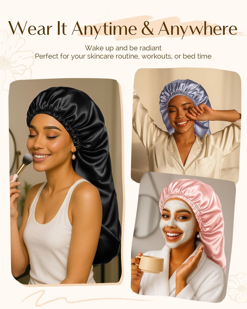 YANIBEST Long Bonnet Braid Bonnet for Sleeping Adjustable Satin Silk Bonnet for Braids Sleep Bonnet for Women Locs