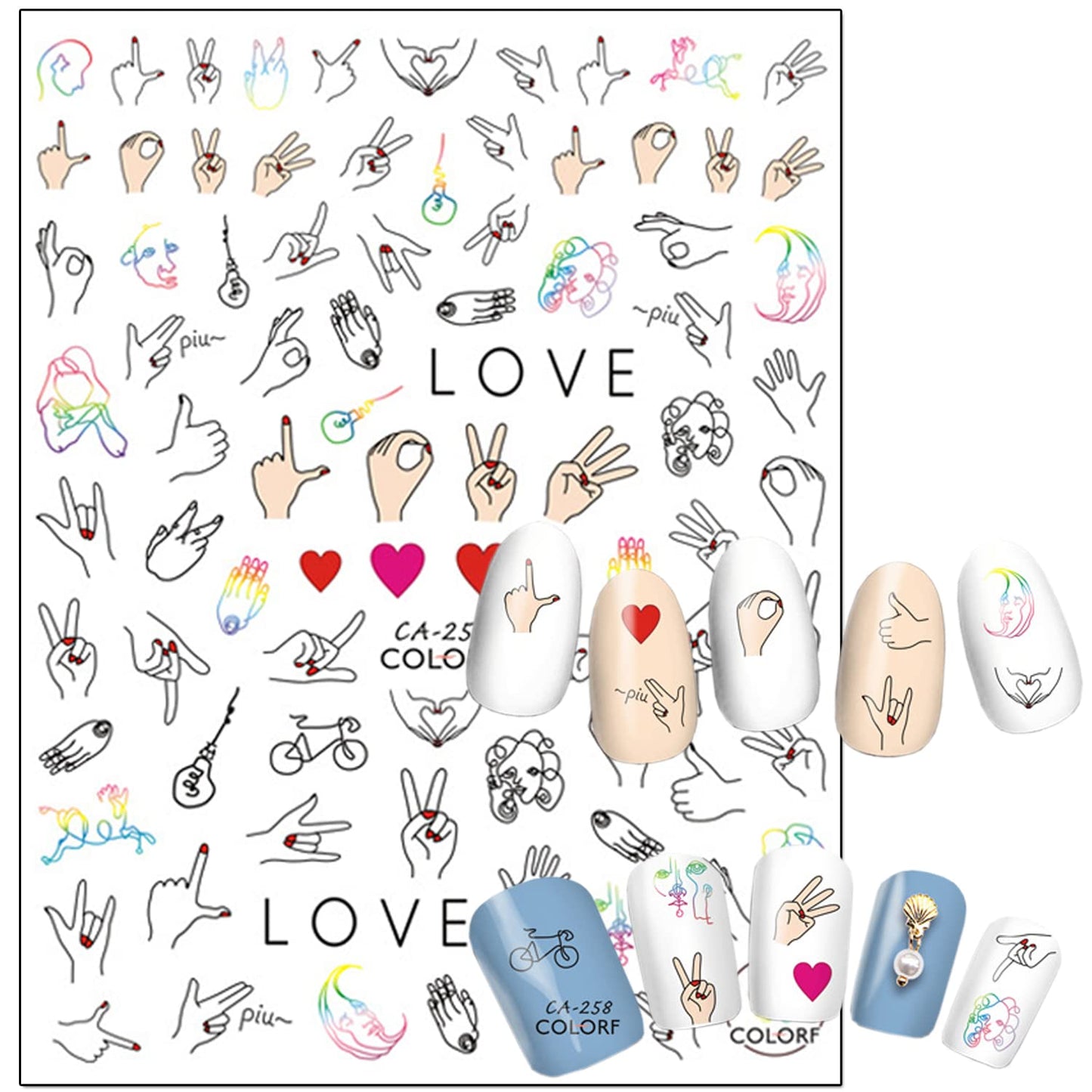 Nail Art Adhesive Sticker Holographic Cake Candy Rose Bow-knot Lips Ballet Gesture Nail Art Decals Design 3D Nail Art Supplies for Women Girls Manicure Tips Charms Decorations DIY Nail Decal(6 Sheets)