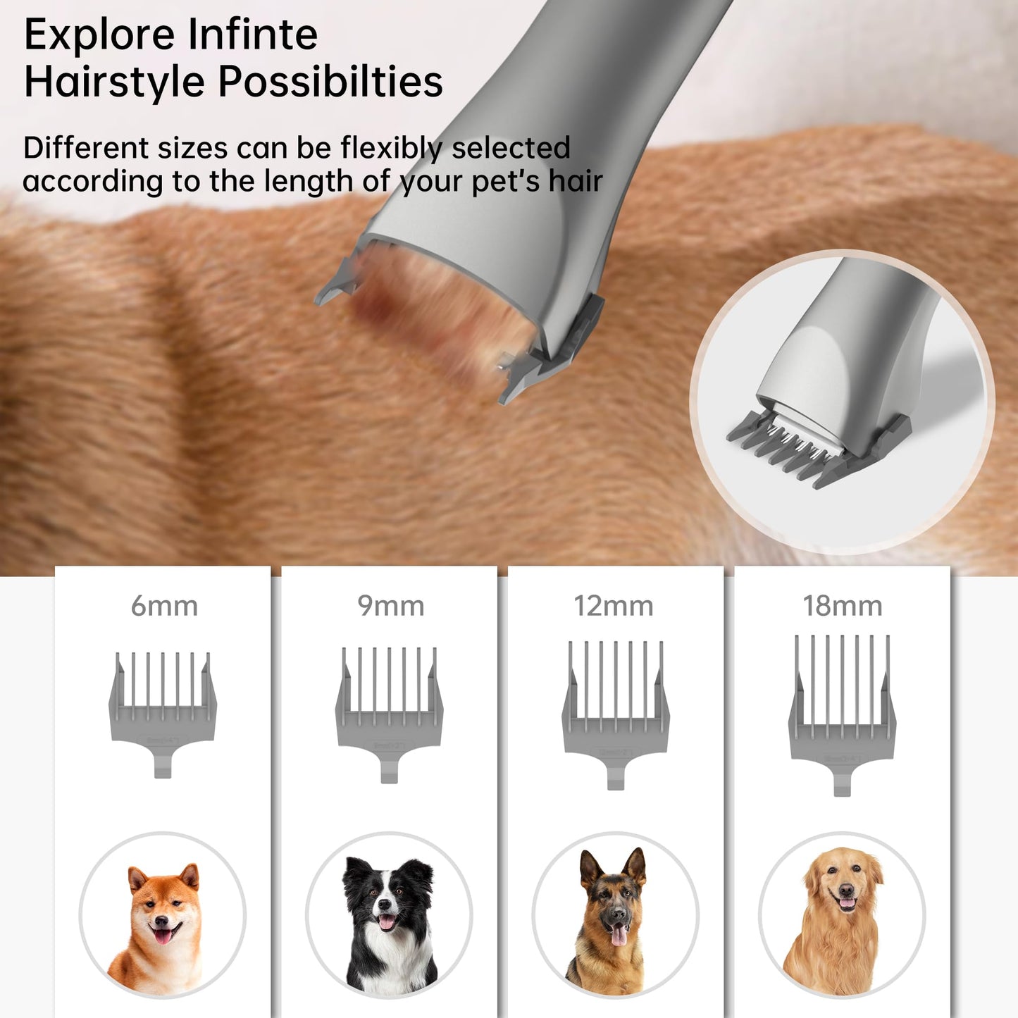 ENCHE 9-in-1 Pet Grooming Vacuum Kit – Dog Hair & Cat Hair Grooming, 18Kpa Suction, 4.5L Dust Bin, 1000W Hot Air Dryer, LED Display, Adjustable Grooming Clippers & Shedding Tool