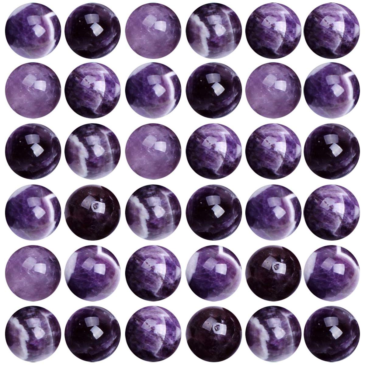 Natural Stone Beads 100pcs 8mm Amethyst Round Genuine Real Stone Beading Loose Gemstone Hole Size 1mm DIY Charm Smooth Beads for Bracelet Necklace Earrings Jewelry Making (Amethyst)