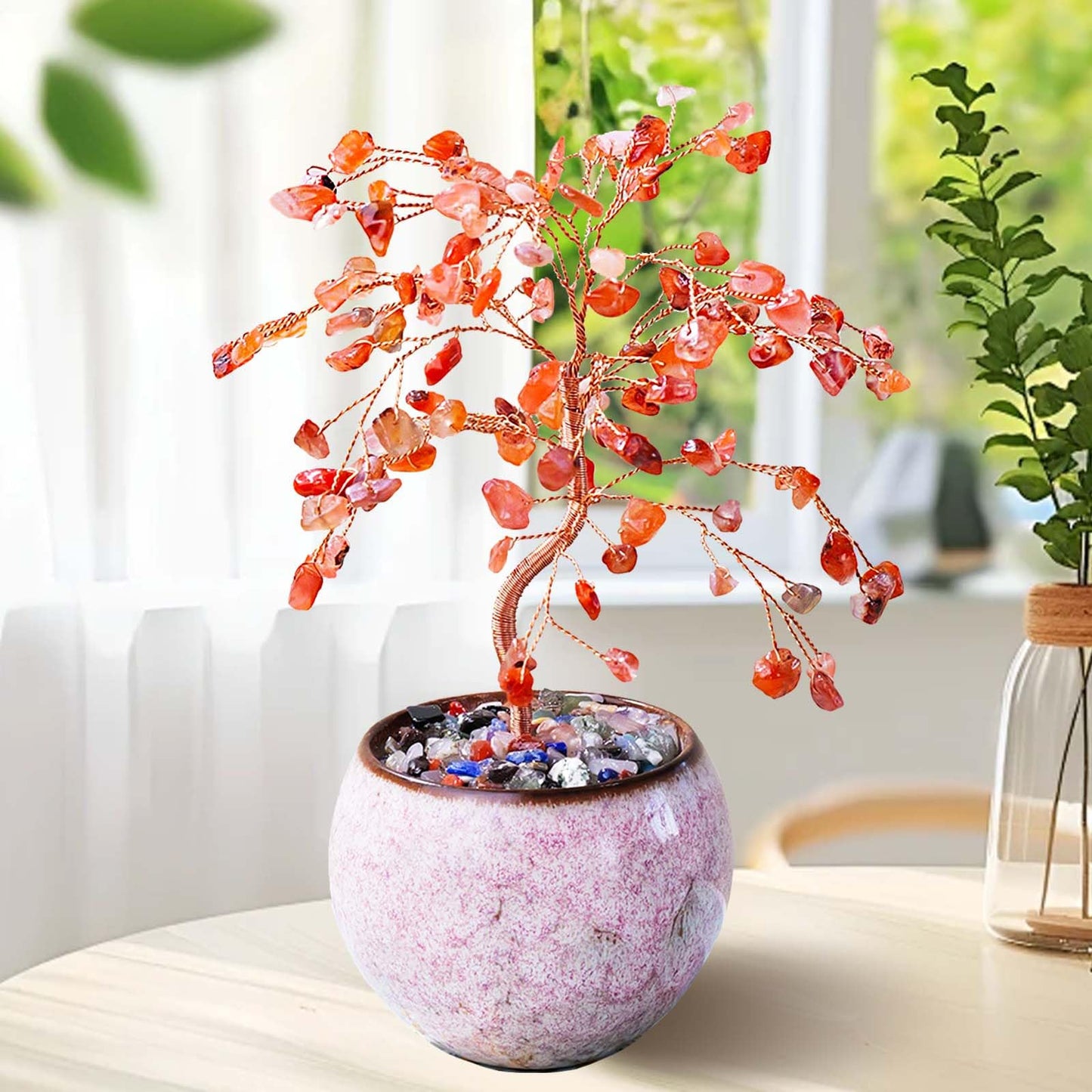 Runyangshi Red Agate Crystal Tree of Life - 8" Large Natural Chakra Healing Crystal Tree, Bringing Money, Good Luck, Positive Energy for Home Decor, Feng Shui Gifts, Office Desk Ornament