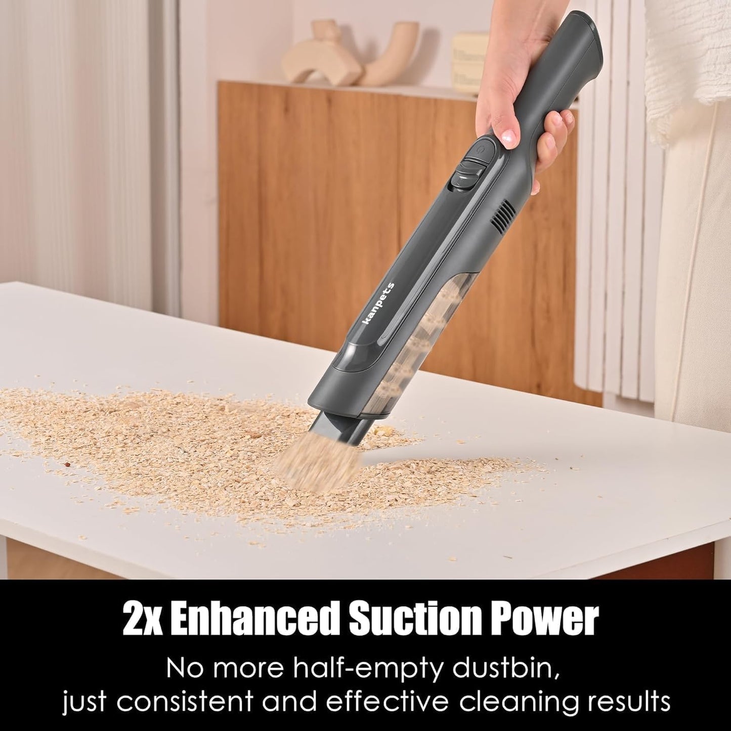 PROMOMO Handheld Vacuum Cordless, Lightweight 1.4lb with Powerful Suction, Charging Dock, Single Touch Empty and Detachable Dust Cup, Portable Mini Car Vac for Home Pet Car