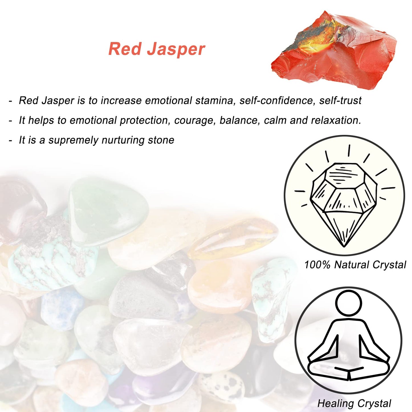 Red Jasper Raw Crystals, Large 1.25-2.0" Healing Crystals Natural Rough Stones Crystal for Tumbling, Cabbing, Fountain Rocks, Decoration, Polishing, Wire Wrapping, Wicca & Reiki