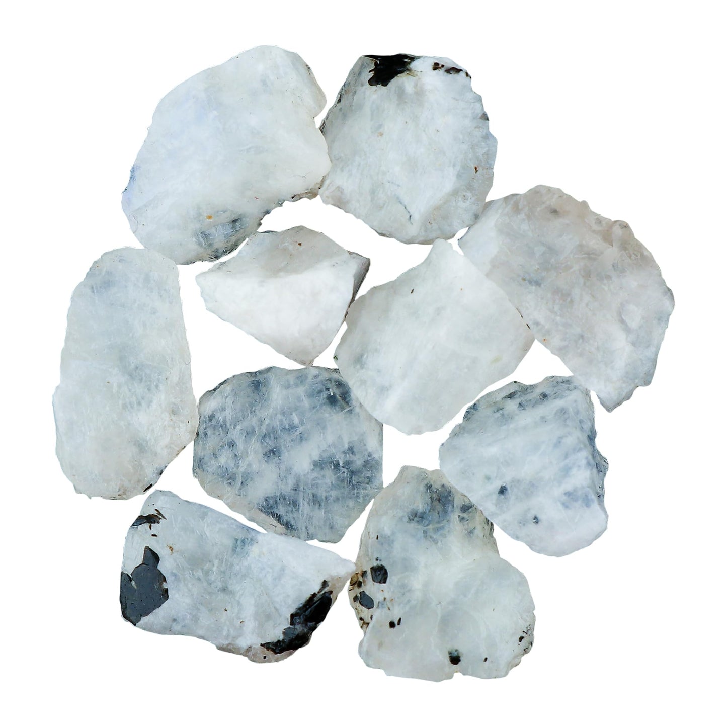 CRYSTALIS Wholesale (100cts) (10pcs) Natural Rainbow Moonstone Loose Gemstone Bulk Rough Jewelry Making Supply, Chakra & Healing Raw Stones, Wire Wrapping, DIY, Gem Collection (10-20mm)