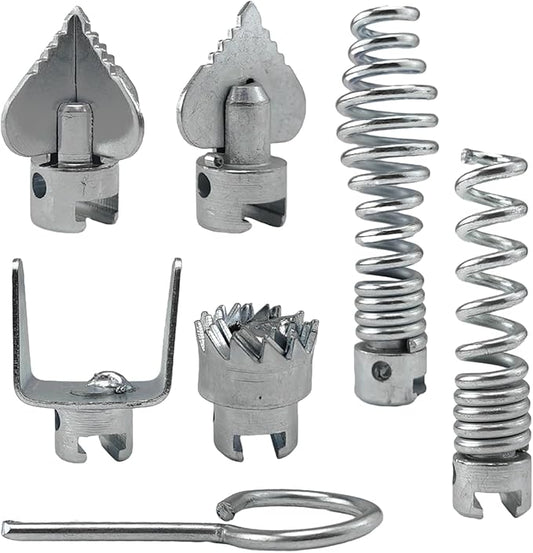 7Pcs Drain Cleaner Combination Cutter Head Set, 16mm Drain Dredging Combination Cutter Head for Ridgid k50 K400 Drain Snake Drain Cleaner
